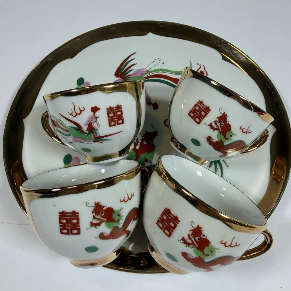 SS39 Old Circa Mid-Century Chinese a Set of 6 Porcelain Tea Sets Well Preserved